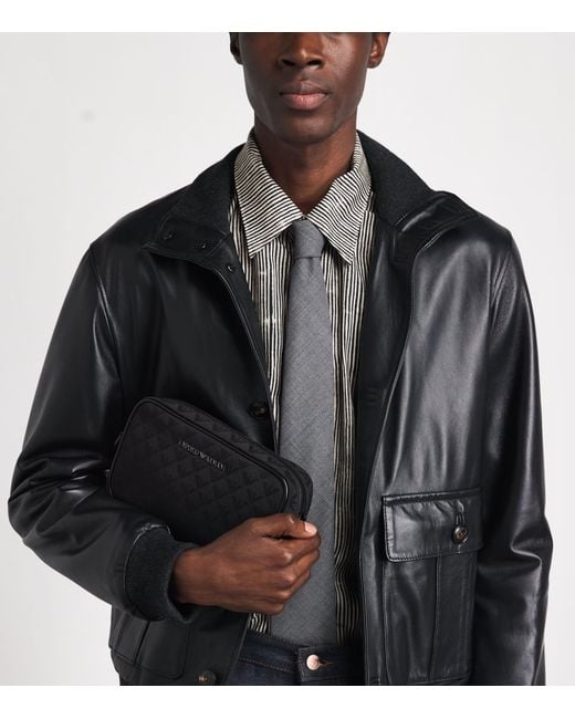 Emporio Armani Black Jacquard Logo Wash Bag for men