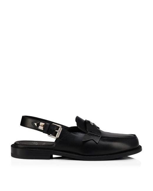 Christian Louboutin Black The Asclepius Leather Slingback Loafers
