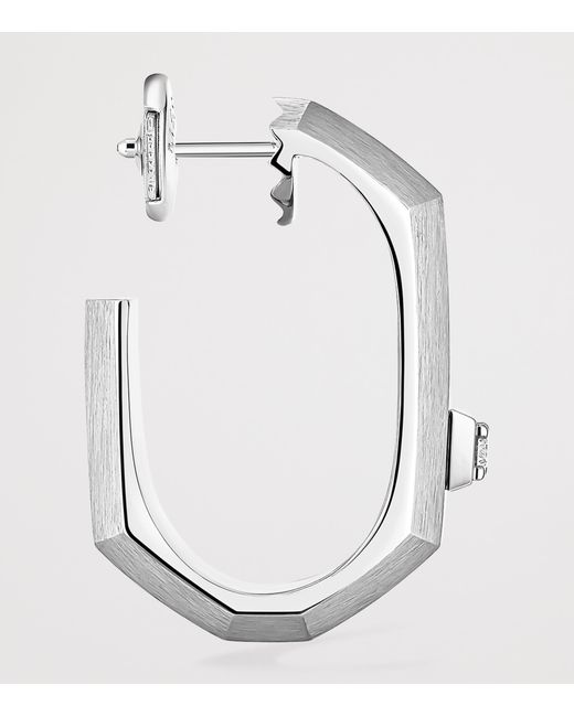 Messika White Moderniste Medium And Diamond Single Hoop Earring