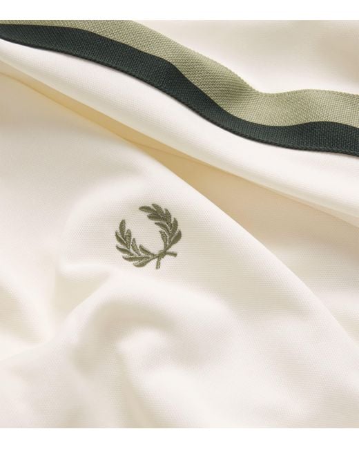 Fred Perry White Contrast-Tape Track Jacket for men
