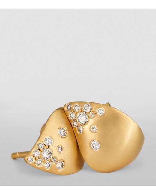 Nada Ghazal Metallic Yellow Gold And Diamond Fuse Elegance Drop Earrings