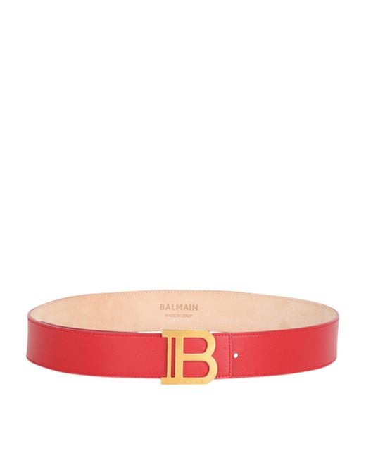 Balmain Pink Leather B-buckle Belt