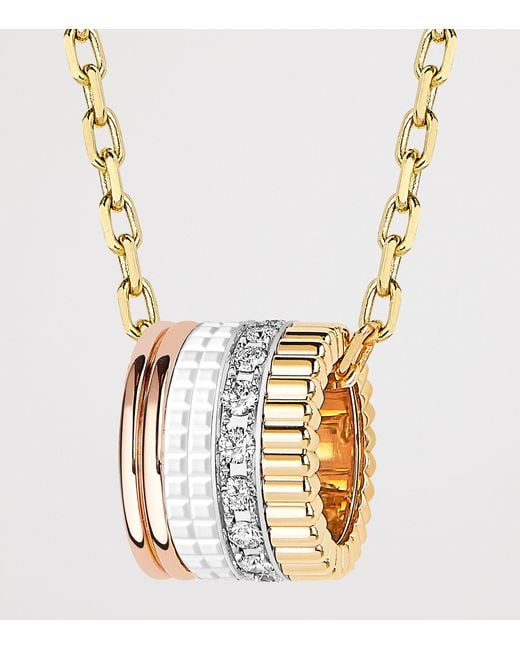 Boucheron White Large Mixed And Diamond Quatre Edition Necklace