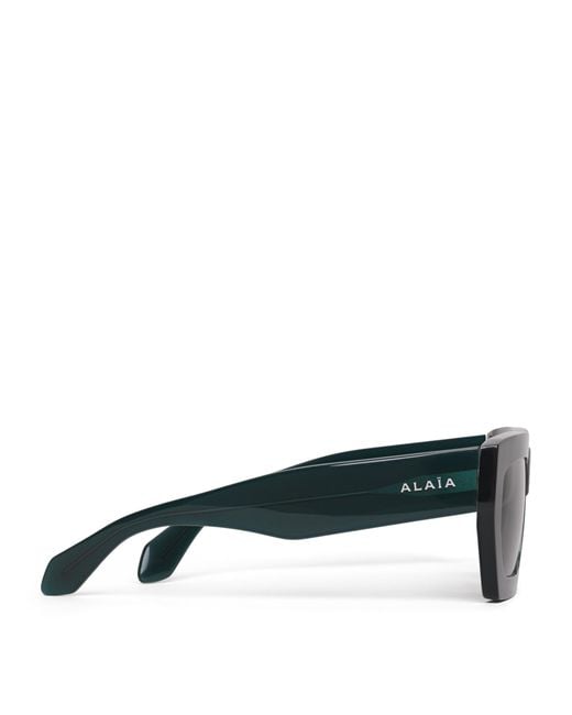 Alaïa Green Acetate Melted Rectangular Sunglasses