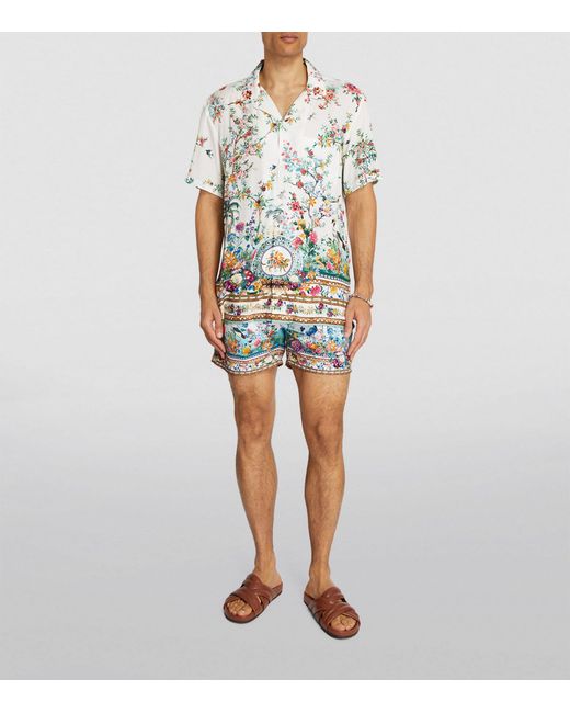 Camilla White Modal Floral Short-sleeve Shirt for men