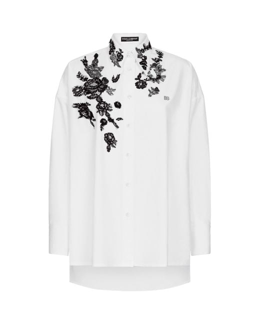 Dolce & Gabbana White Shirt With Floral Pattern