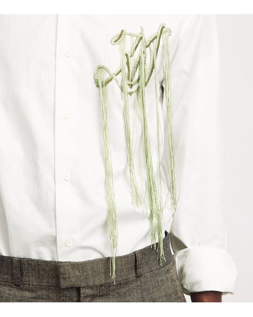 Dries Van Noten White Cotton Embroidered Shirt for men
