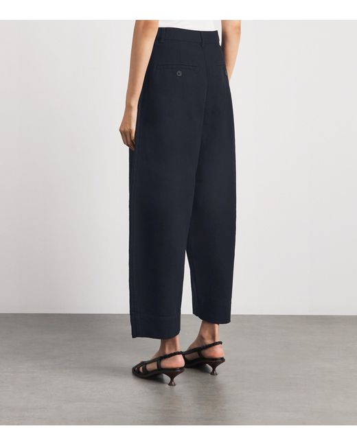 ME+EM Blue Cotton Barrel-Leg Trousers