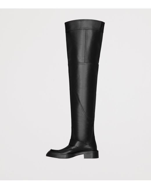 Saint Laurent Black Leather Joe Over-The-Knee Boots 25 for men
