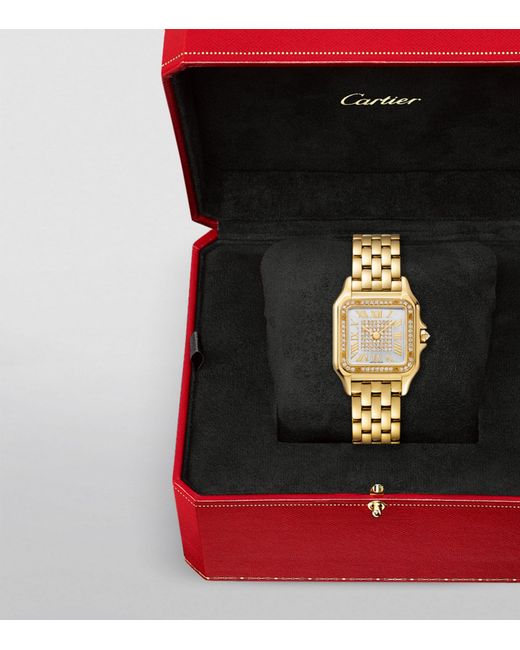 Cartier Metallic Medium Yellow Gold And Diamond Panthère De Watch 26.7mm