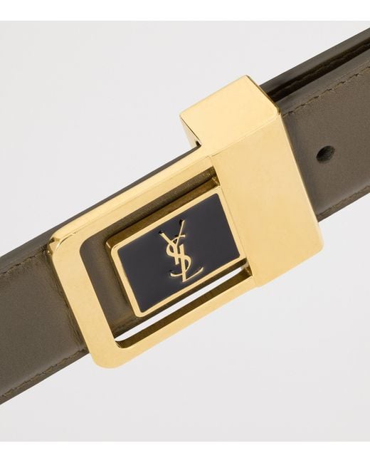 Saint Laurent White Leather Logo Belt