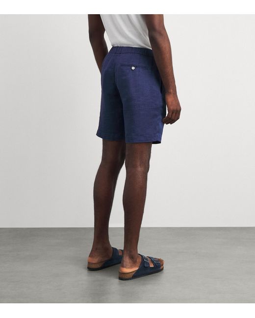 Frescobol Carioca Blue Linen-Cotton Felipe Shorts for men