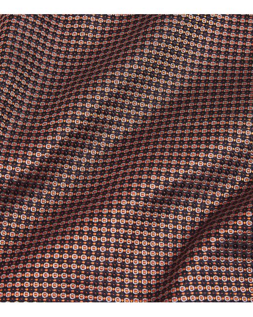 Harrods Purple Silk Jacquard Pocket Square for men