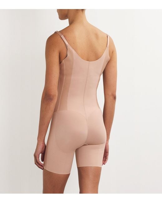 Spanx Pink Supersculpt Totalcontour Open-Bust Mid-Thigh Bodysuit
