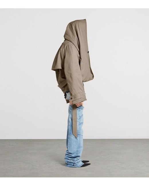 Balenciaga Brown Flipped Hooded Trench Coat