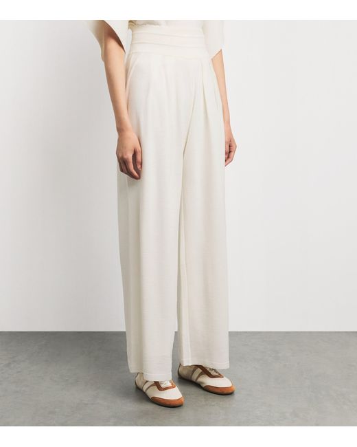 Molli White Virgin Wool Wide-Leg Trousers
