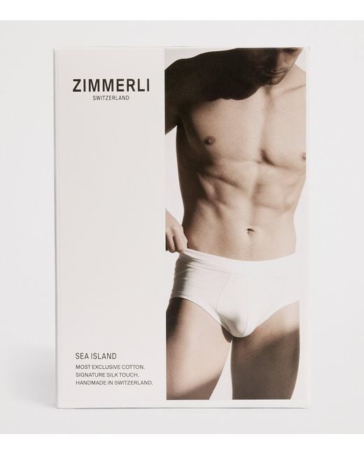 Zimmerli of Switzerland Brown Sea Island Cotton Briefs for men