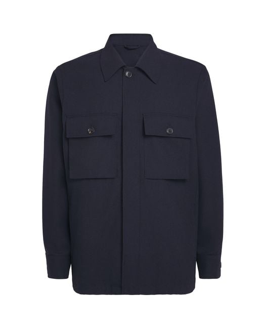 Paul Smith Blue Worsted Wool Overshirt for men