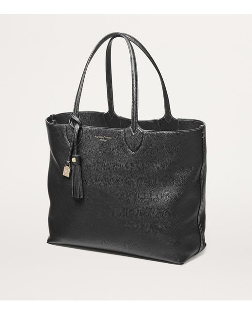 Aspinal Black Leather Hudson Tote Bag