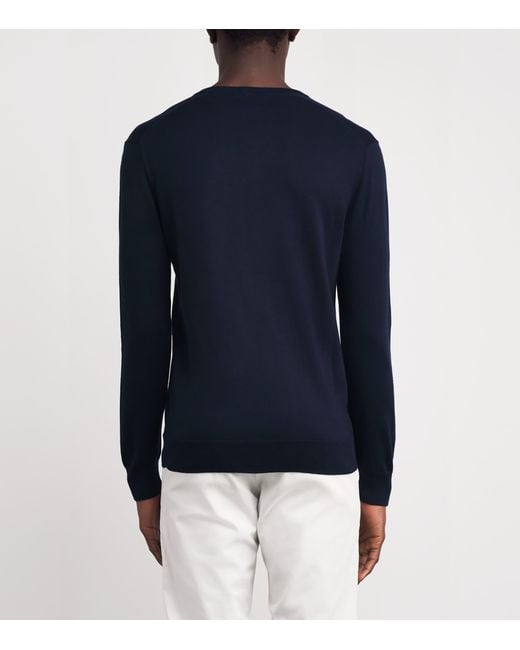 Polo Ralph Lauren Blue Cotton V-Neck Sweater for men