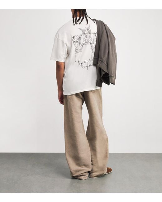 Represent White Cotton Thoroughbred Logo T-Shirt for men