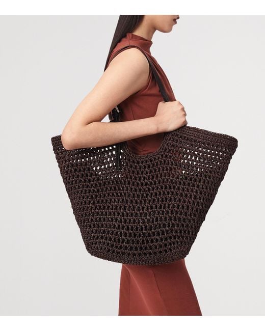 AllSaints Black Crochet Ara East-West Tote Bag