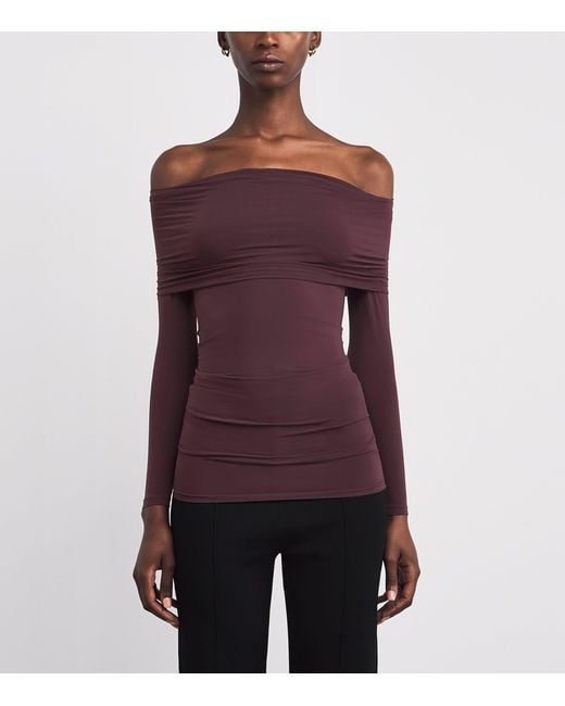 Wolford Purple Off-The-Shoulder Draped Top