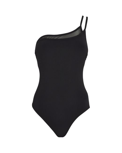 Gottex Black Mesh Underlay One-shoulder Swimsuit