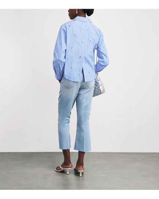 L'Agence Blue Sequinned Stripe Cosette Shirt