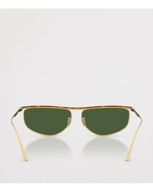 Oliver Peoples Green Steel 1986C Irregular Oval Sunglasses