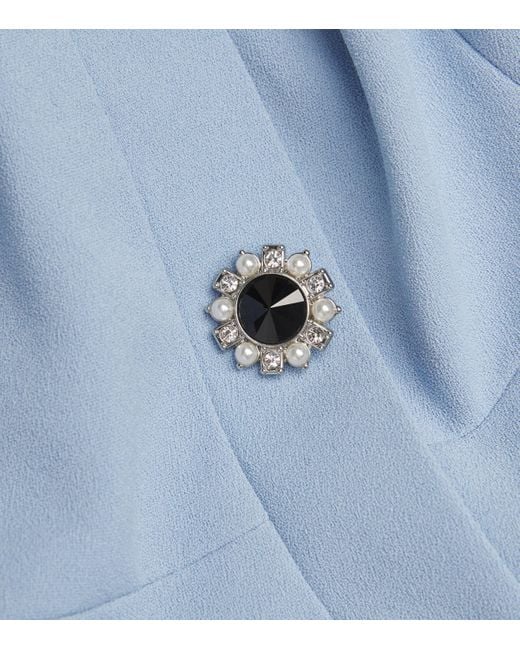 Self-Portrait Blue Crepe Button Midi Dress