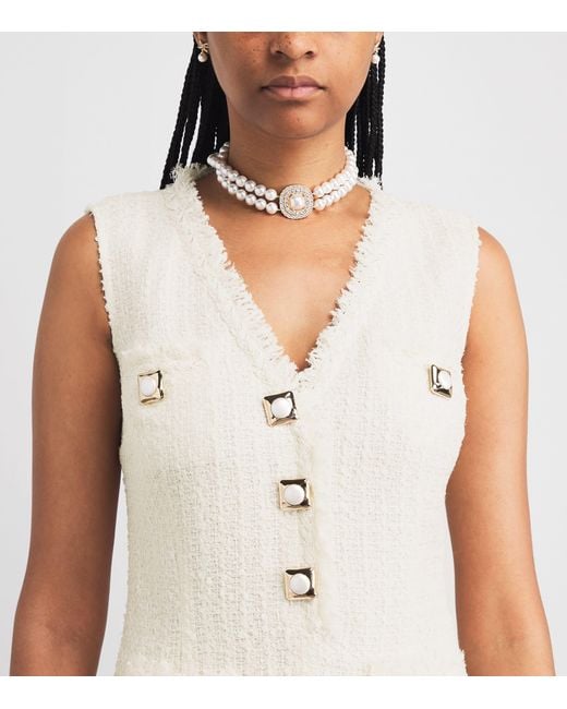 Self-Portrait Natural Bouclé Sleeveless Mini Dress