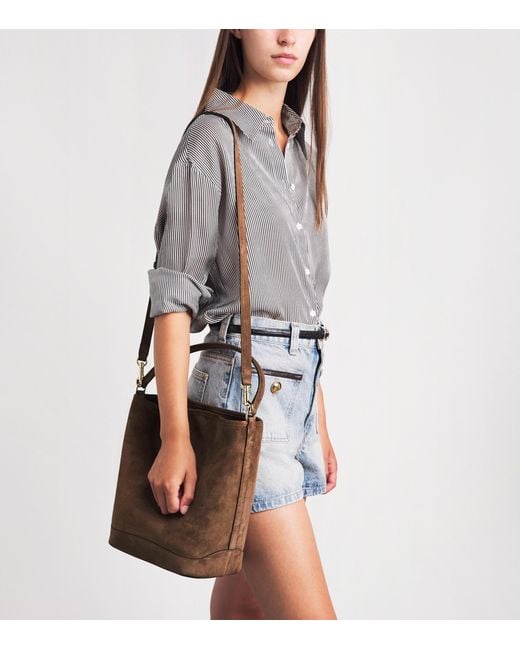 Sandro Brown Suede Tangoso Bucket Bag