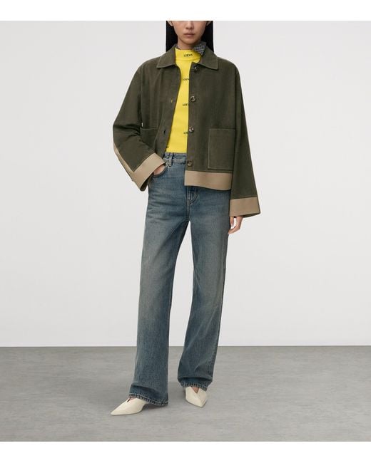 Loewe Green Suede And Leather Panelled Jacket