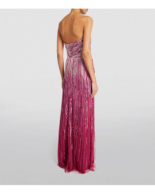 Pamella Roland Purple Sequin-embellished Ombré Gown