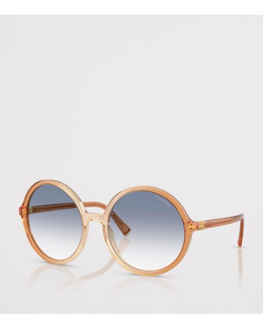 Miu Miu Blue Acetate Oversized Round Sunglasses