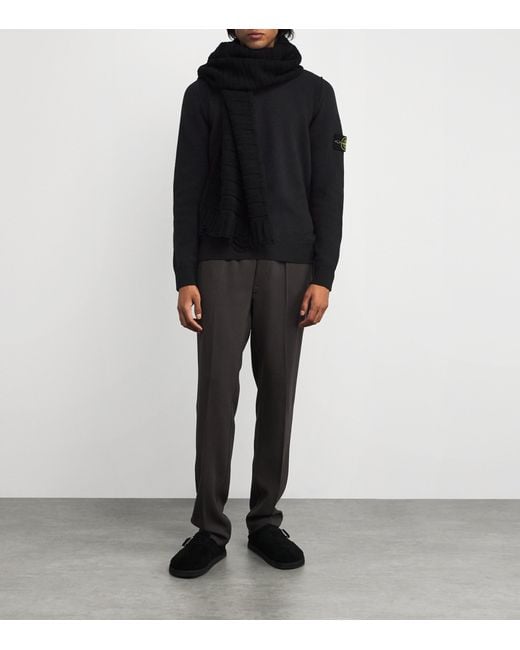 Stone Island Black Virgin Wool-Blend Midweight Sweater for men