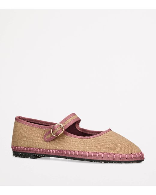Flabelus Pink Linen Dora Mary Janes
