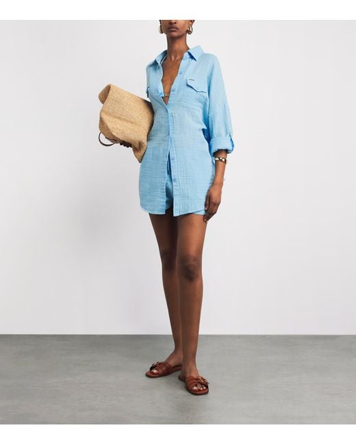 Melissa Odabash Blue Cotton Elena Shirt