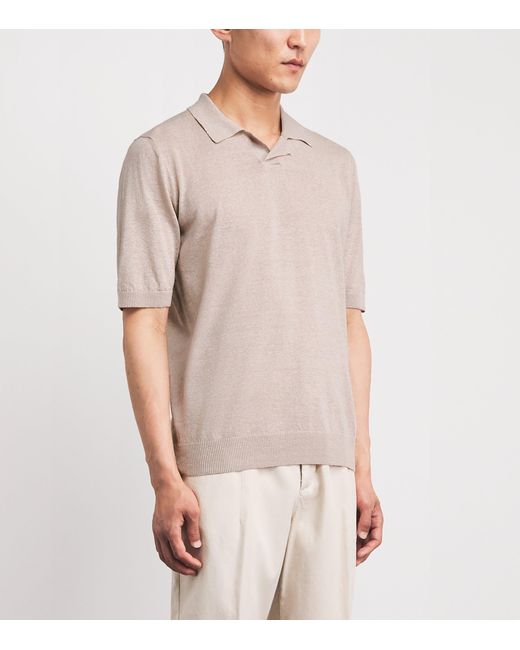 Eleventy White Cotton-Linen Polo Shirt for men