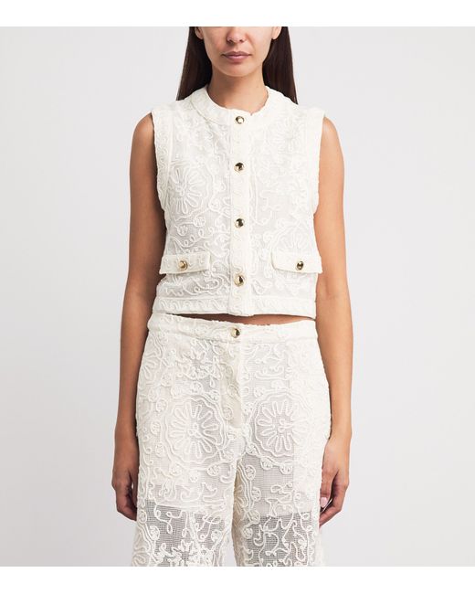 Maje White Guipure Lace Waistcoat
