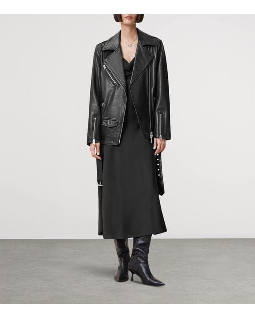 AllSaints Black Leather Billie Biker Jacket