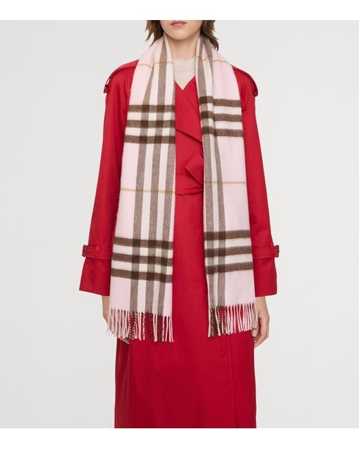 Burberry Pink Cashmere Check Scarf