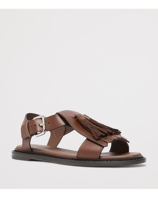 Weekend by Maxmara Brown Leather Tassel Sandals
