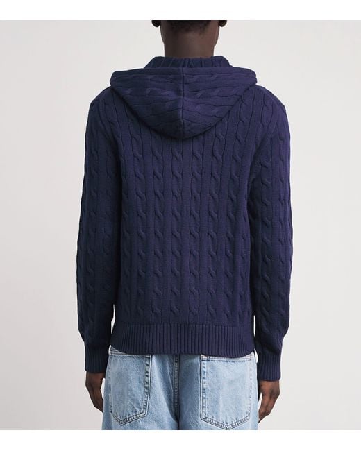 Polo Ralph Lauren Blue Cotton Cable-Knit Zip-Up Hoodie for men