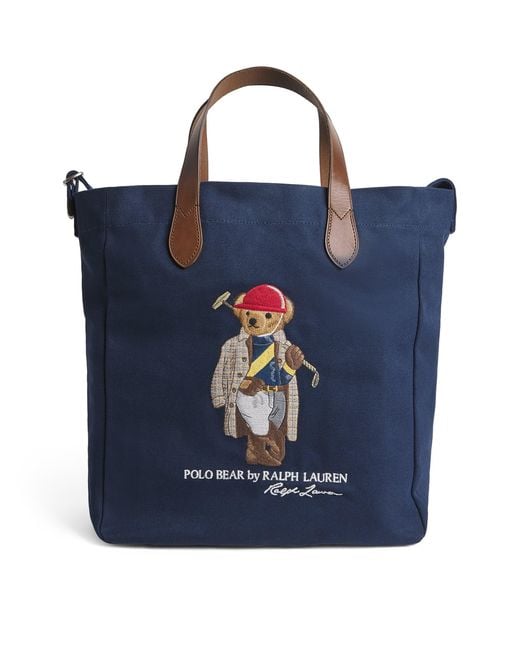 Polo Ralph Lauren Blue Canvas Polo Bear Tote Bag for men