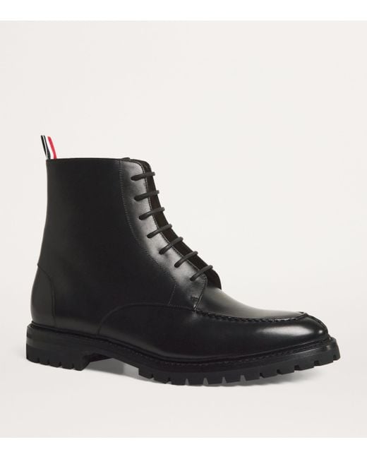 Thom Browne Black Leather Commando Boots for men