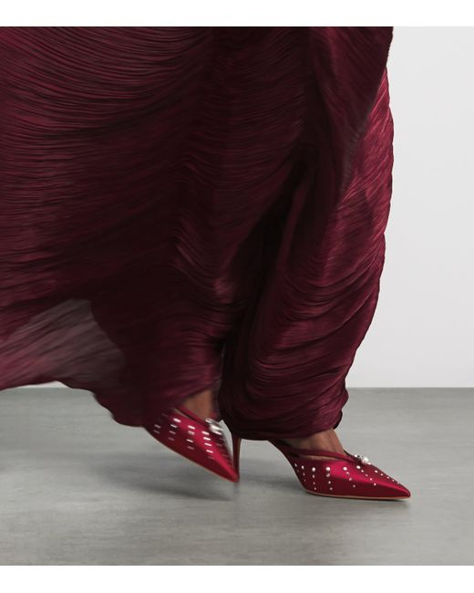 Malone Souliers Red Satin Embellished Marisa Heeled Mules 70