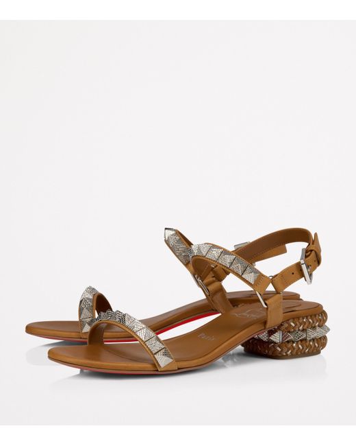 Christian Louboutin Brown Pyraclou Embellished Heeled Sandals 30