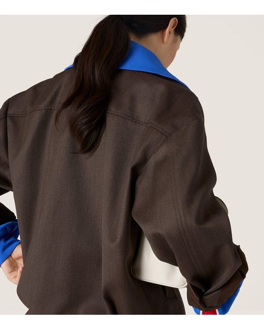 Miu Miu Brown Wool Layered Bomber Jacket